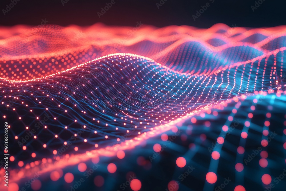 Poster detailed mesh or net with geometric shapes and lines. 3d illustration. abstract background technolog