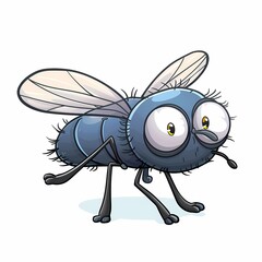 Fototapeta premium A cartoon fly with large eyes and hairy body is looking at the viewer.