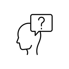 Ask question outline icons, minimalist vector illustration ,simple transparent graphic element .Isolated on white background