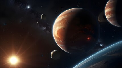 3D Illustration of Planets in Deep Space: High-Quality Digital Space Art in 5K Resolution