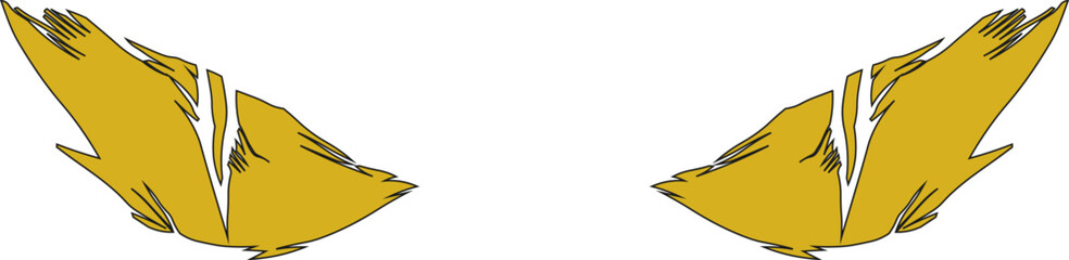 Angry yellow eyes with black outline, pair of expressive eyes, sticker type