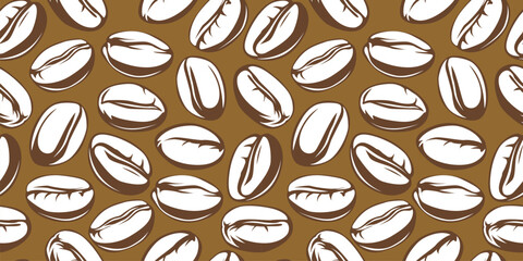 Obraz premium Coffee beans pattern background. coffee beans background. Coffee beans wallpaper. Coffee Beans Illustration for packaging.