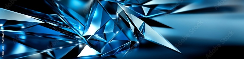 Poster 3d rendering of colored glass shapes creating a refracting abstract banner.