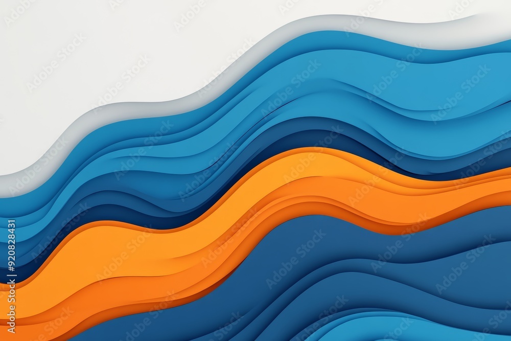 Poster the background is abstract with wavy lines. smooth blue waves. stock image