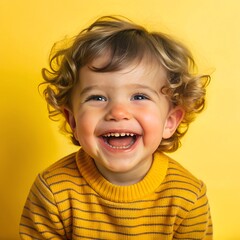 portrait of a little child. Photo of a little boy. Smiling child. Cheerful boy with a wide smile.