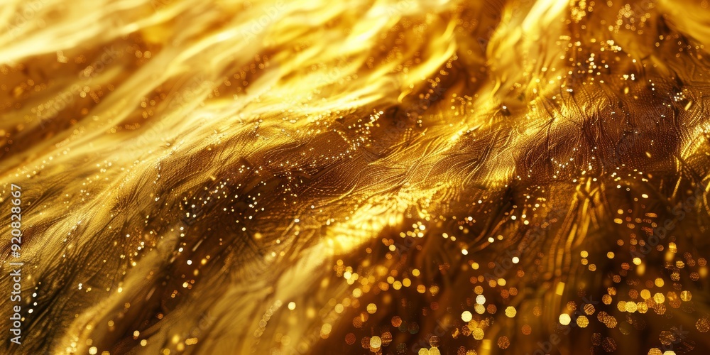 Poster vibrant golden waves beautifully illuminated by sparkling light, creating a mesmerizing and captivat