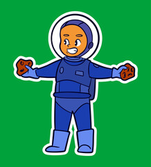 Boy Kid Astronaut Doodle Sticker Illustration