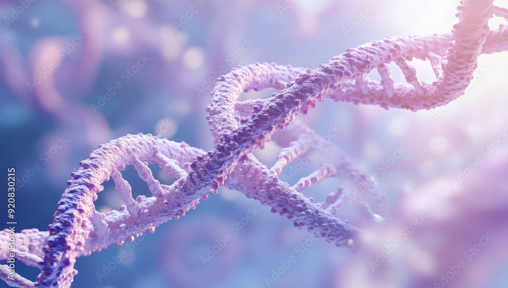 Poster in front of a gradient background, dna double helix structure