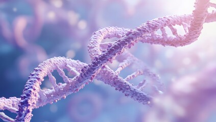 In front of a gradient background, DNA double helix structure