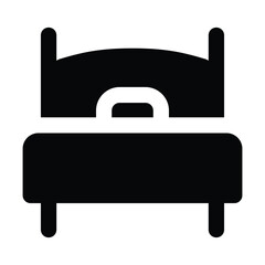 Simple Single Bed glyph icon. The icon can be used for websites, print templates, presentation templates, illustrations, etc