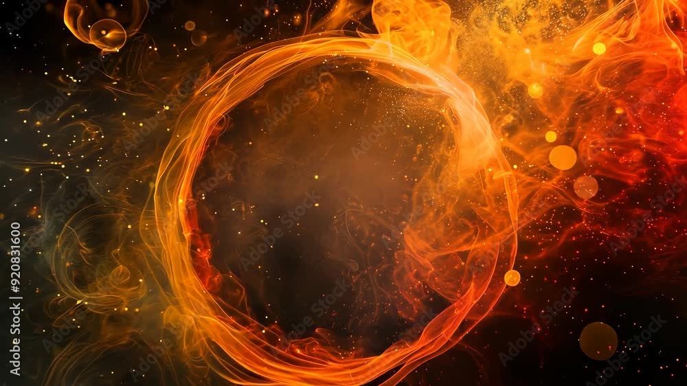 Poster Fiery vortex with swirling smoke and particle effects