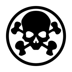 Black skull icon illustration. Comic style. T-shirt print for Horror or Halloween. Hand drawing illustration isolated on white background. Vector EPS 10