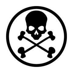 Black skull icon illustration. Comic style. T-shirt print for Horror or Halloween. Hand drawing illustration isolated on white background. Vector EPS 10