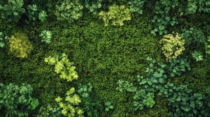 Botanical background featuring vibrant green moss, creating a serene and natural feeling with ample copy space, perfect for nature-themed designs.