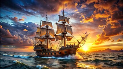 Obraz premium ship in the sea