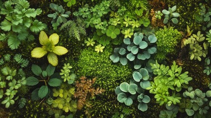 Forest floor perspectives highlighting the diversity and richness of plants, moss, and textures, capturing the essence of nature's beauty.