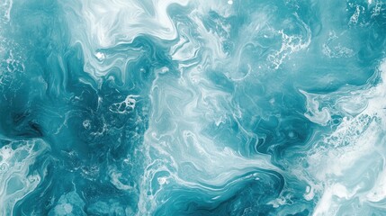 Obraz premium Teal marble effect with intricate white swirls, creating a visually stunning abstract design ideal for creative backgrounds and artistic wallpaper.