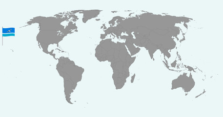 Pin map with Midway Atoll flag on world map. Vector illustration.
