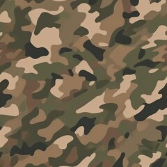 Fototapeta premium high-contrast army camouflage pattern featuring a mix of muted green, brown, and beige hues, with irregular shapes and jagged edges