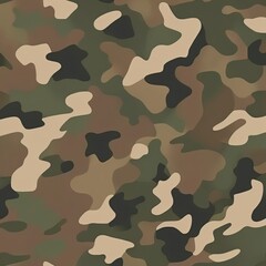 Fototapeta premium high-contrast army camouflage pattern featuring a mix of muted green, brown, and beige hues, with irregular shapes and jagged edges