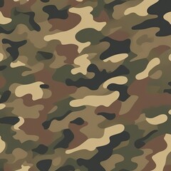 Fototapeta premium high-contrast army camouflage pattern featuring a mix of muted green, brown, and beige hues, with irregular shapes and jagged edges