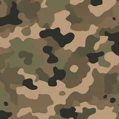 Fototapeta premium high-contrast army camouflage pattern featuring a mix of muted green, brown, and beige hues, with irregular shapes and jagged edges