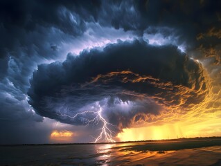 lightning over the sea