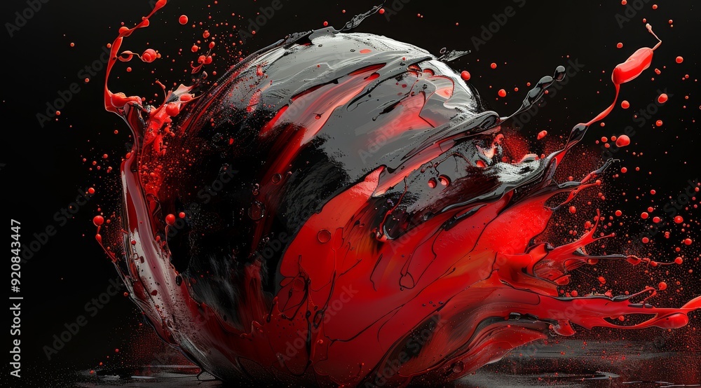 Poster a captivating 3d visualization features a brilliant ball at the center, surrounded by dynamic splash