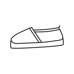 Doodle outline espadrille shoe isolated on white background.
