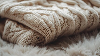 Cozy Folded Knit Sweater on Soft Textured Surface