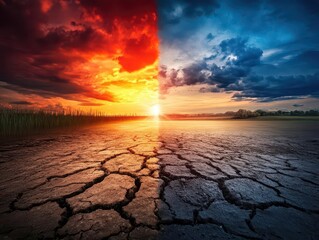 Climate change effects, vibrant landscapes, visible impact, environmental awareness