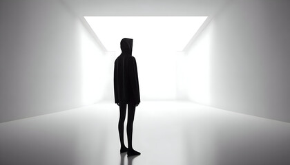 Fototapeta premium silhouette of a person in a corridor