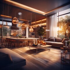 Modern luxury smart house interior architecture