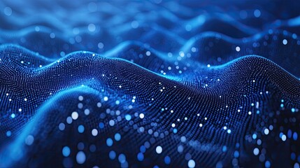 Naklejka premium Blue line connection dots wave. Molecule background with DNA. Network concept with dots and connecting lines. Modern technology elements. 