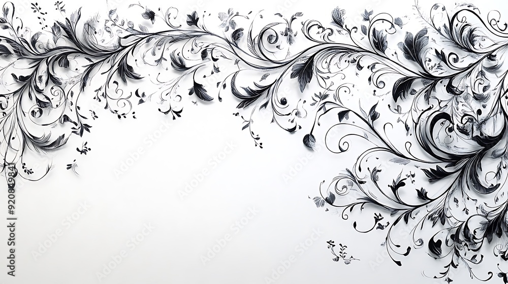 Poster background of smooth paper with intricate hand-drawn patterns in black ink