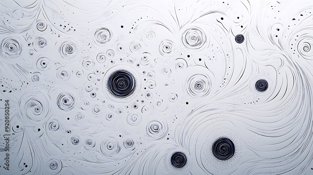 Aufkleber background of smooth paper with intricate hand-drawn patterns in black ink