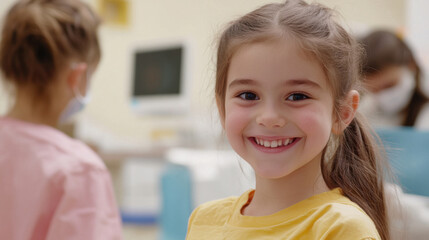 Fototapeta premium Child smiles happily, showing beautiful teeth.
