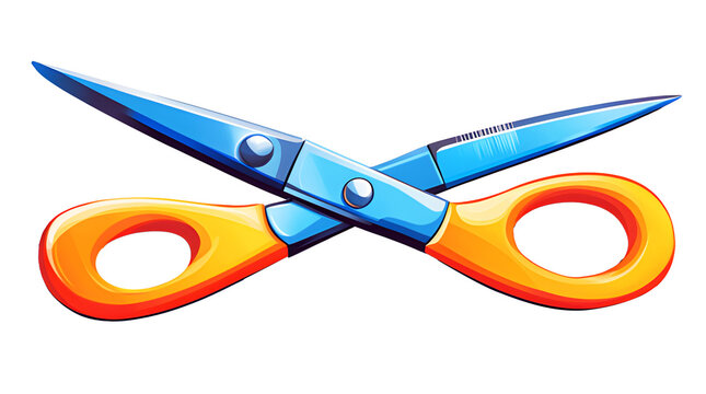 blue scissors with orange handles clip art preview