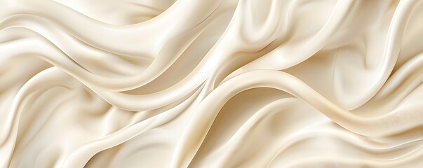 Fototapeta premium Abstract Creamy White Silk Fabric with Smooth Drapes and Waves