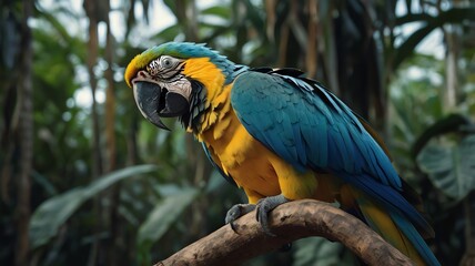Obraz premium A picture of a blue and gold macaw parrot