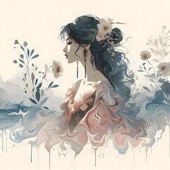 woman with flowers