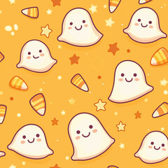 cute ghost and candy corn pattern