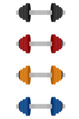 metal dumbbell for muscle building in gym flat style vector illustration isolation on white background
