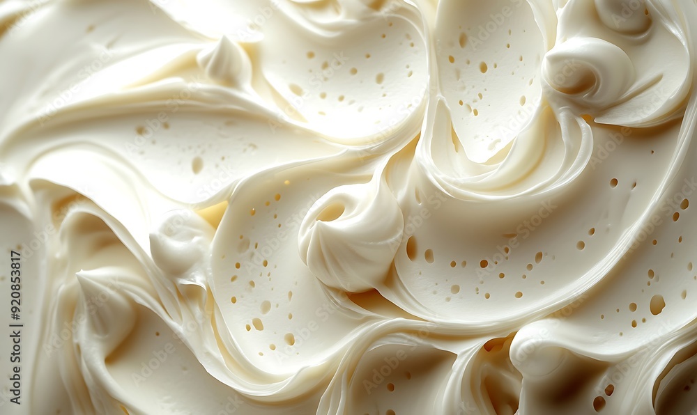 Poster Background with Swirls of Moisturizing Cream, Smooth Texture in Subtle White and Beige Shades