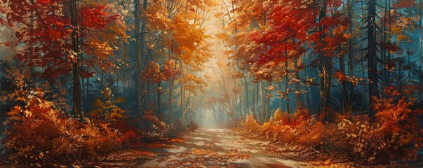 Pathway through an autumn forest