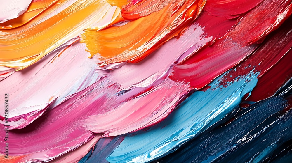 Poster background with abstract paint strokes in bold and vivid colors