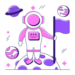 A unique design illustration of space mission accomplished 

