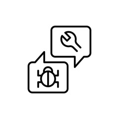 Bug Fix outline icons, minimalist vector illustration ,simple transparent graphic element .Isolated on white background