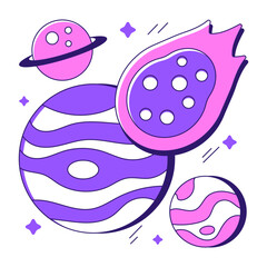 An illustration design of meteorite 

