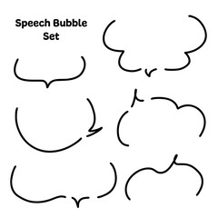 シンプルな線の手書きの吹き出しセット